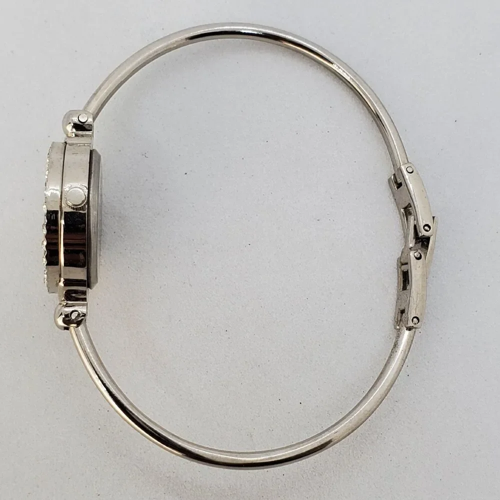 Polini Women's Cuff Watch White Dial Crystal Bezel Gray Bands 6